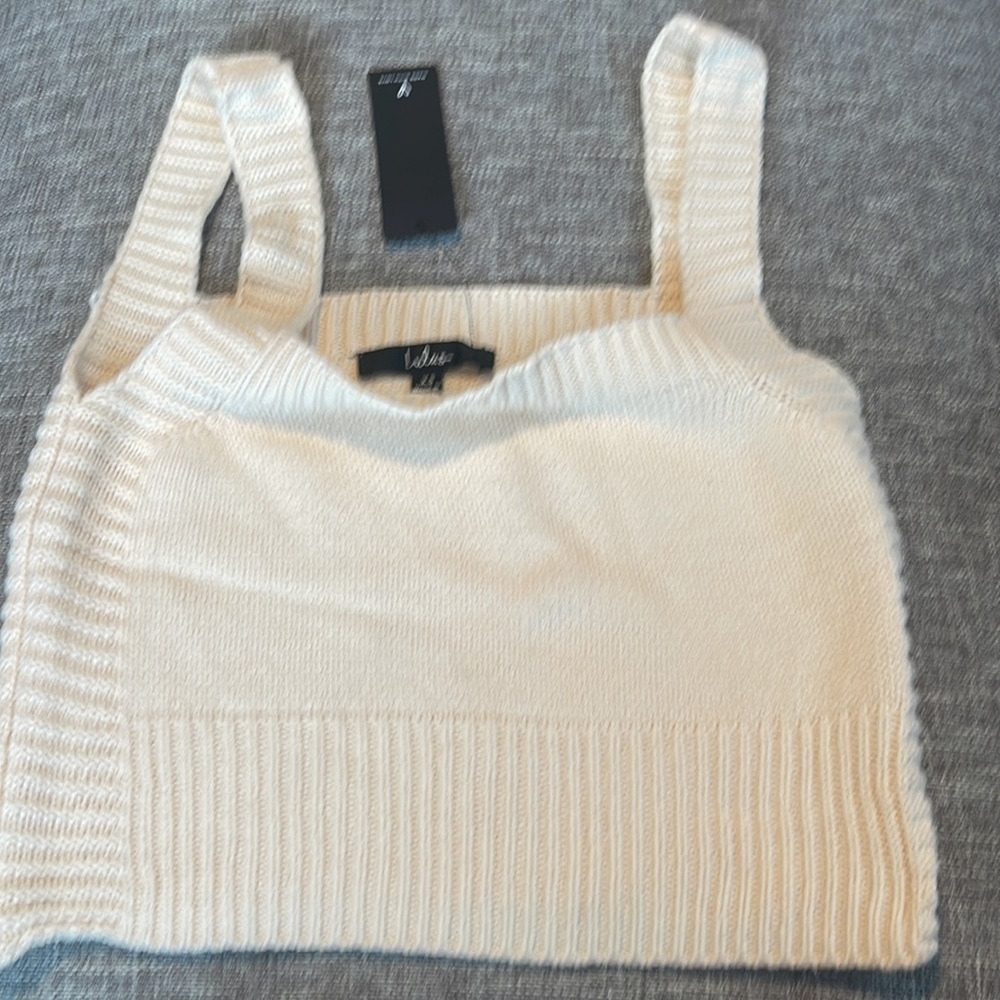 Lulu’s Knit to Mention Ivory Knit Cropped Sweater Tank Top - Picture 7 of 10